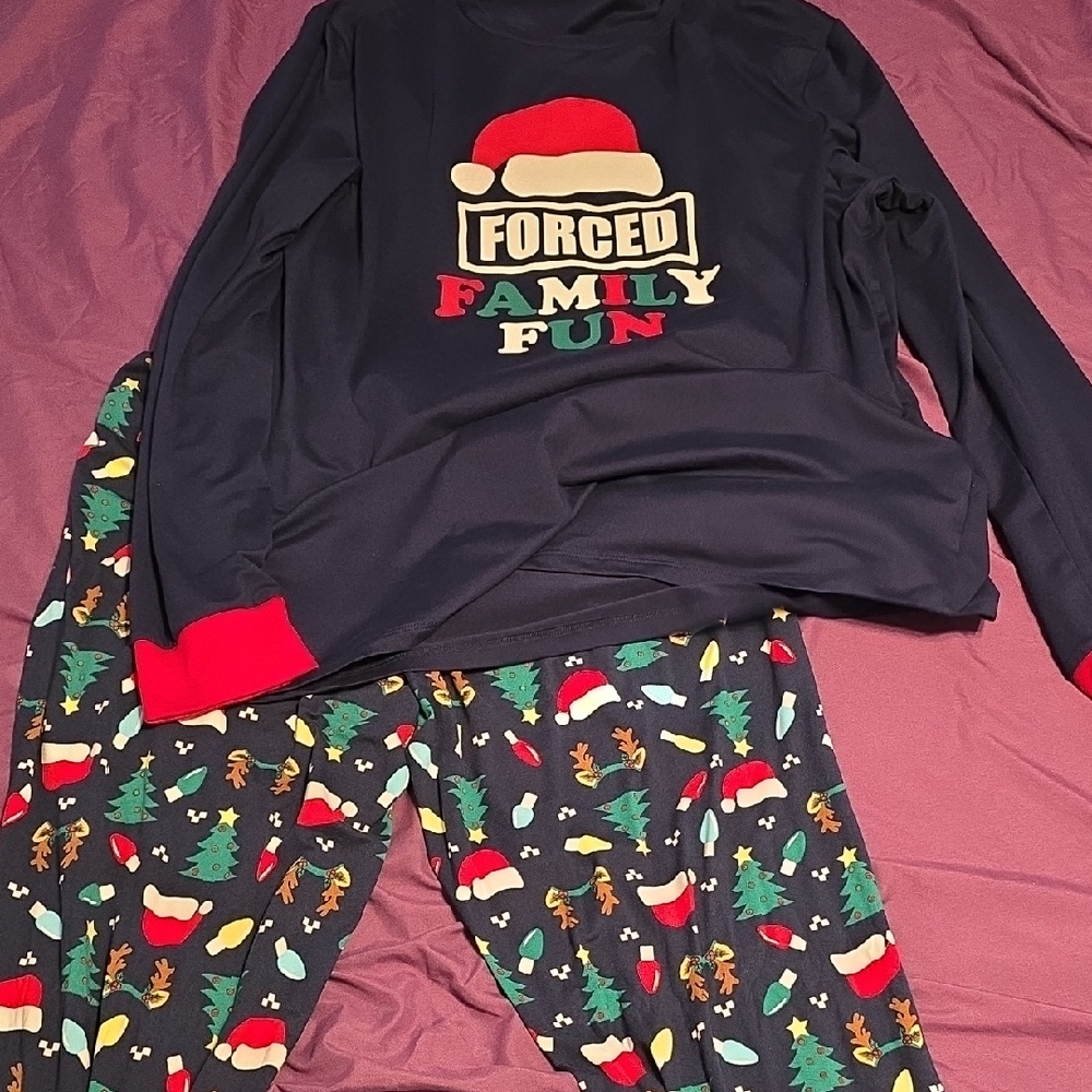 Holiday Time Kids Pajama Set - Navy with Red and Green Accents